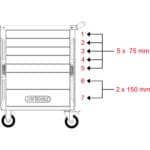 Verktygsvagn 215 delar, sju lådor - Bild 7